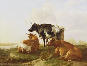 Bovini in un paesaggio fluviale